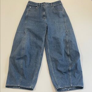 Tibi Sid Classic Wash Jeans Blue Denim Barrel Wide Leg Size 29